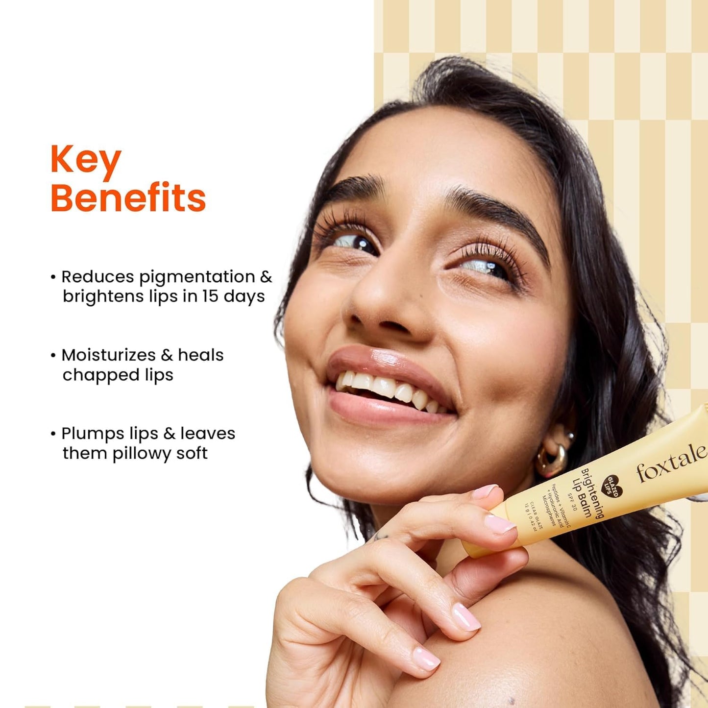 Foxtale SPF 30 Brightening Lip Balm for Dark Lips with Peptides & Vitamin C | Brightens | Hydrates | Tinted Lip Balm - Clear Glaze 12gm Beauty & Personal Care FoxTale