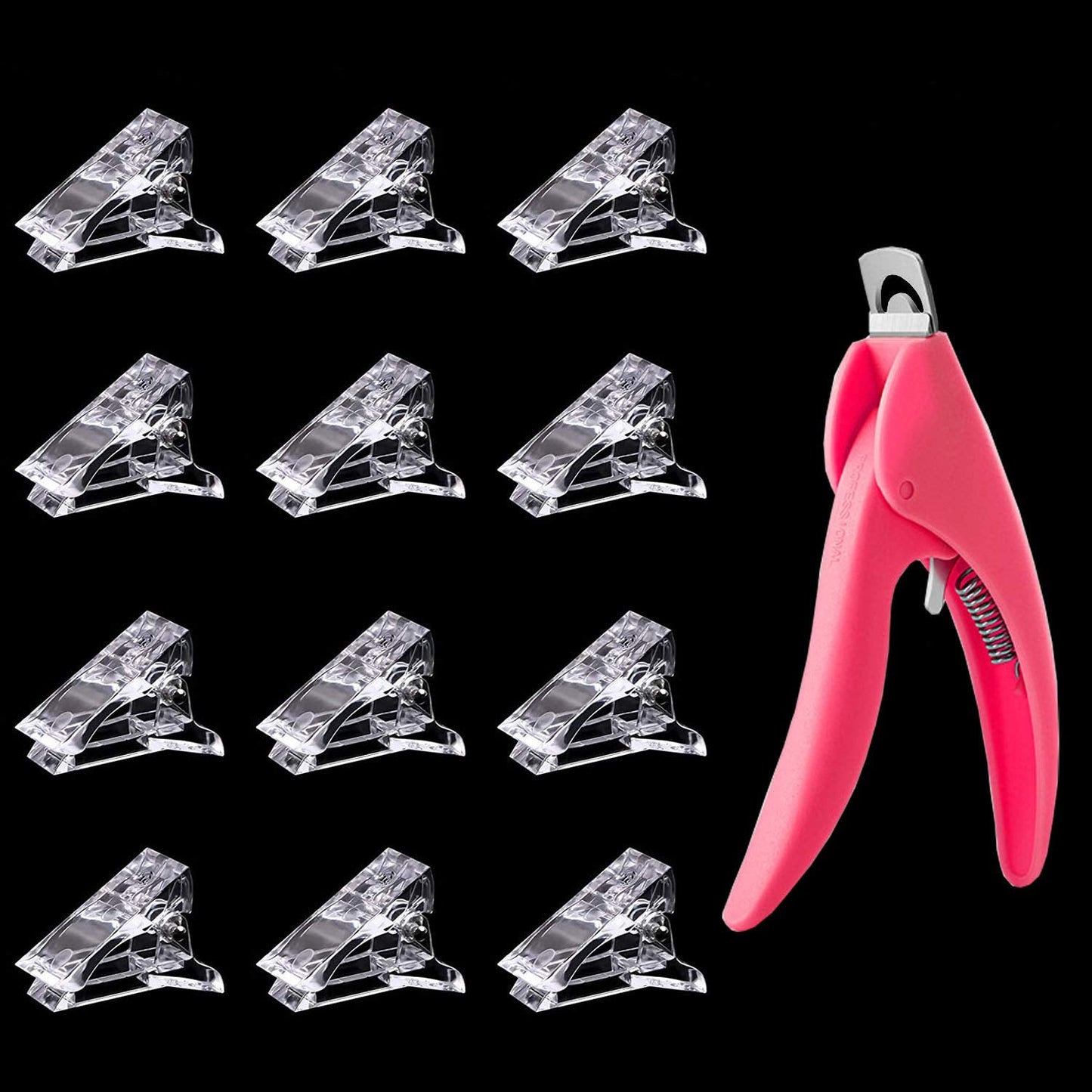 12Pcs Nail Tips Clip for Quick Building Polygel Nail Clips for Polygel Finger Nail Extension Manicure Nail Art Tool with 1Pcs False Nail Tip Trimmer Beauty & Personal Care Benbeno