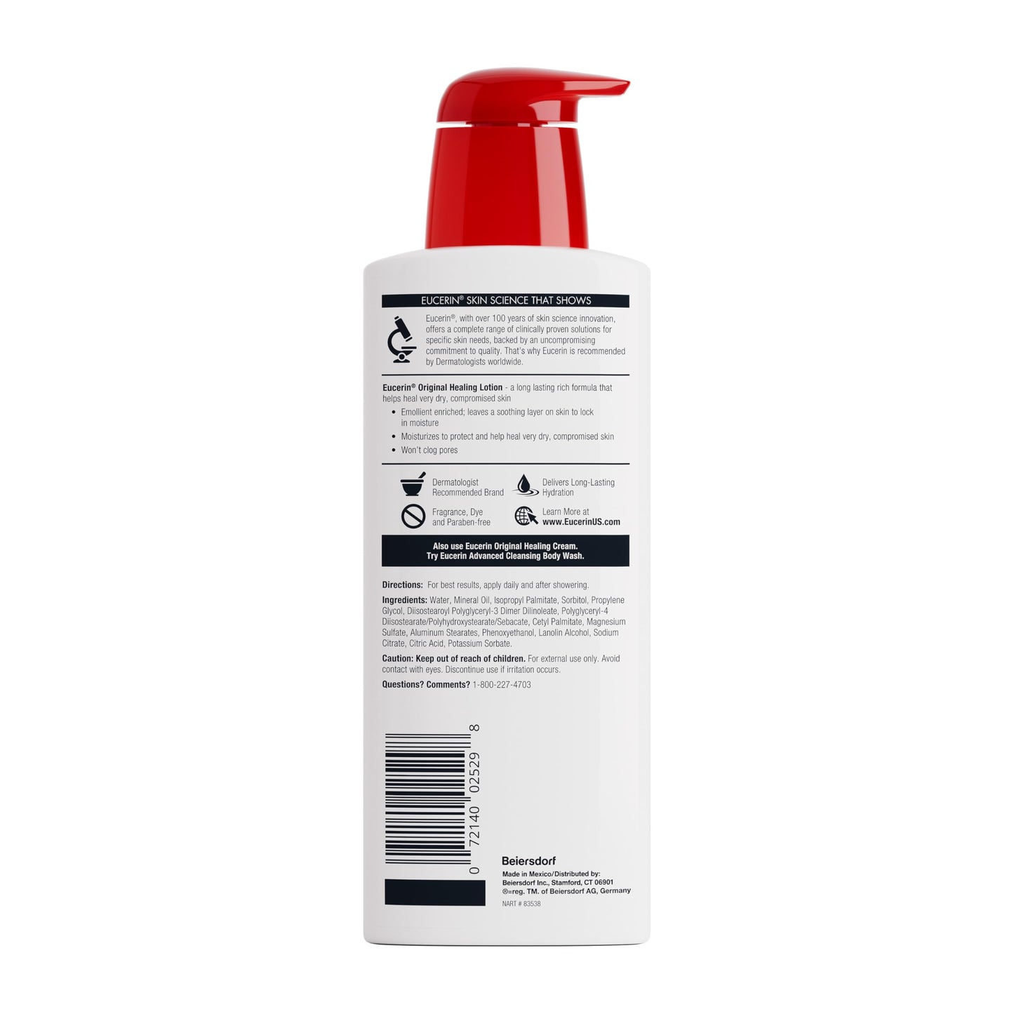 Eucerin Original Healing Rich Body Lotion for Extremely Dry, Compromised Skin, Emollient Enriched Body Moisturizer, 16.9 Fl Oz Bottle Beauty & Personal Care Eucerin