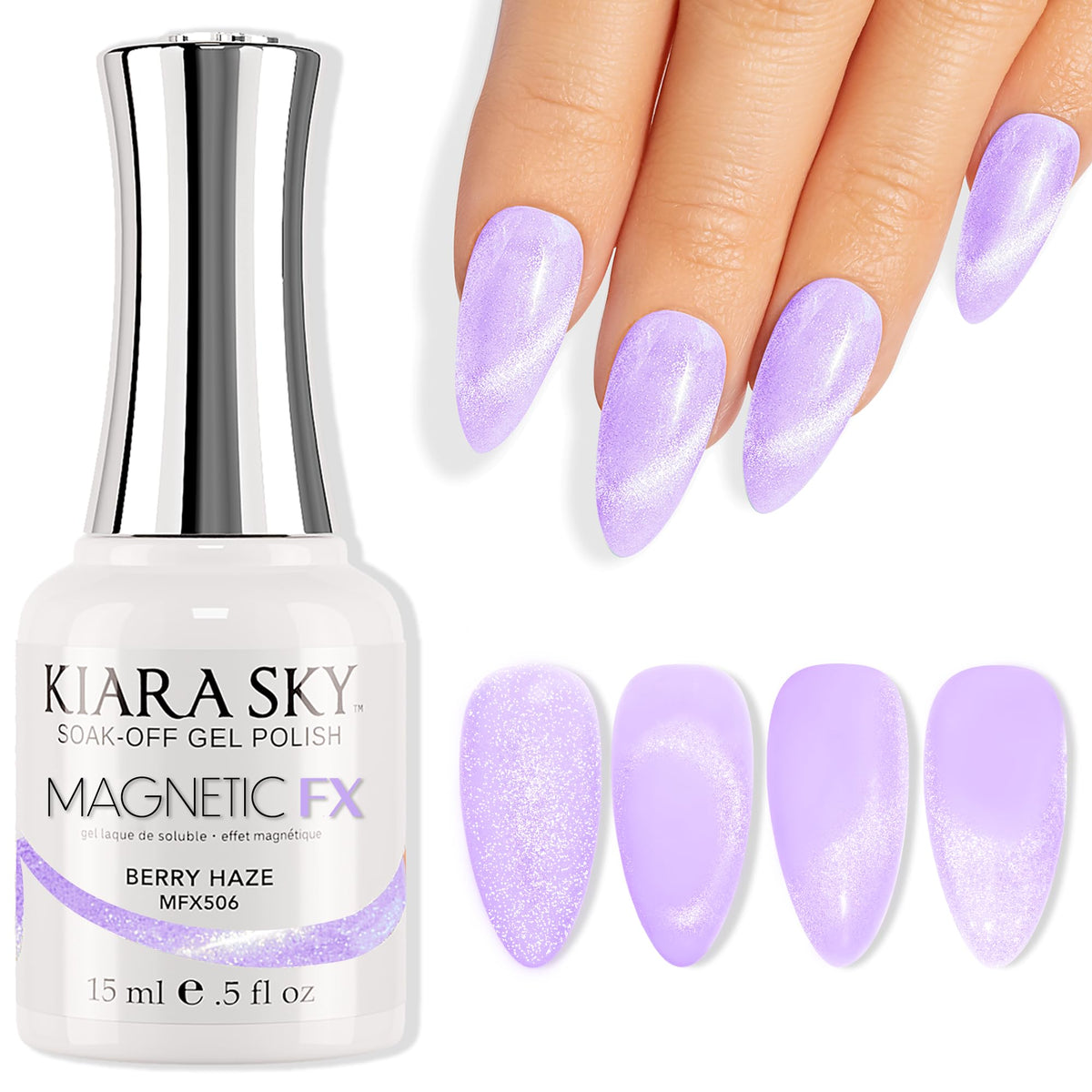 KIARA SKY Cat Eye Gel Nail Polish 15ml | Purple Lilac Magnetic FX Gel Polish Soak Off | UV LED Nail Lamp | Metallic Velvet Cat Eye Polish Nail Art