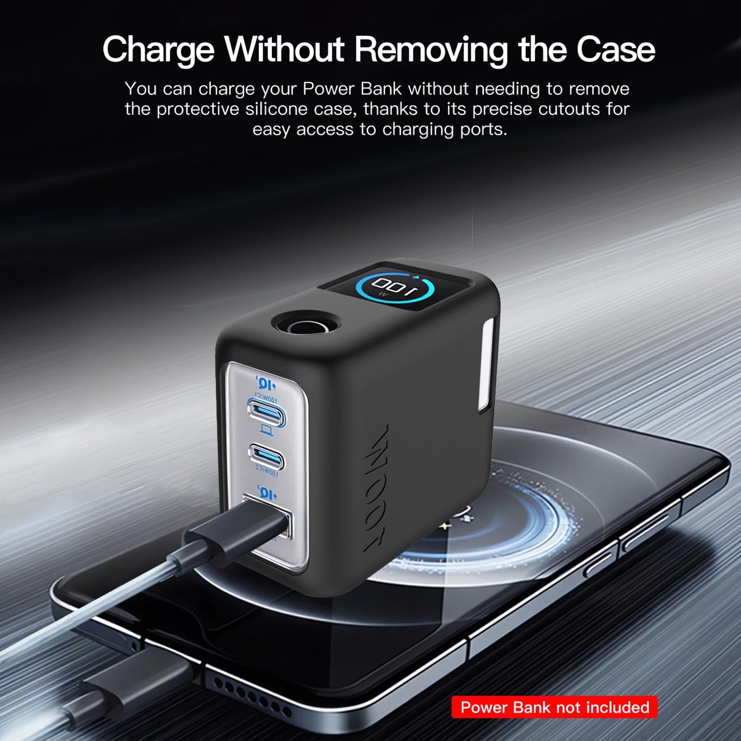 for Anker 100W Charger Silicone Case Cover, Shockproof/Waterproof/Dustproof, Scratch-Resistant, Chargeable Without Removal (Black) Beauty and Personal Care HUKWIMO
