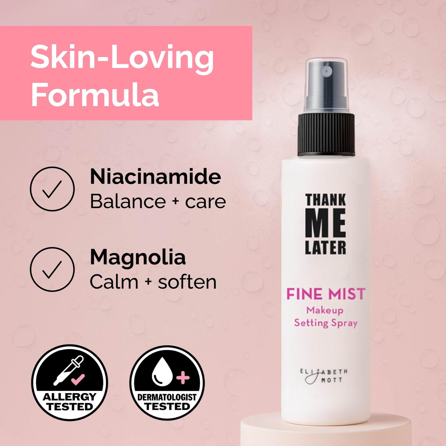 Elizabeth Mott Thank Me Later 3-in-1 Dewy Makeup Setting Spray - Hydrating & Long-Lasting Fine Mist with Niacinamide for Radiant, Glowy Skin Beauty & Personal Care Elizabeth Mott