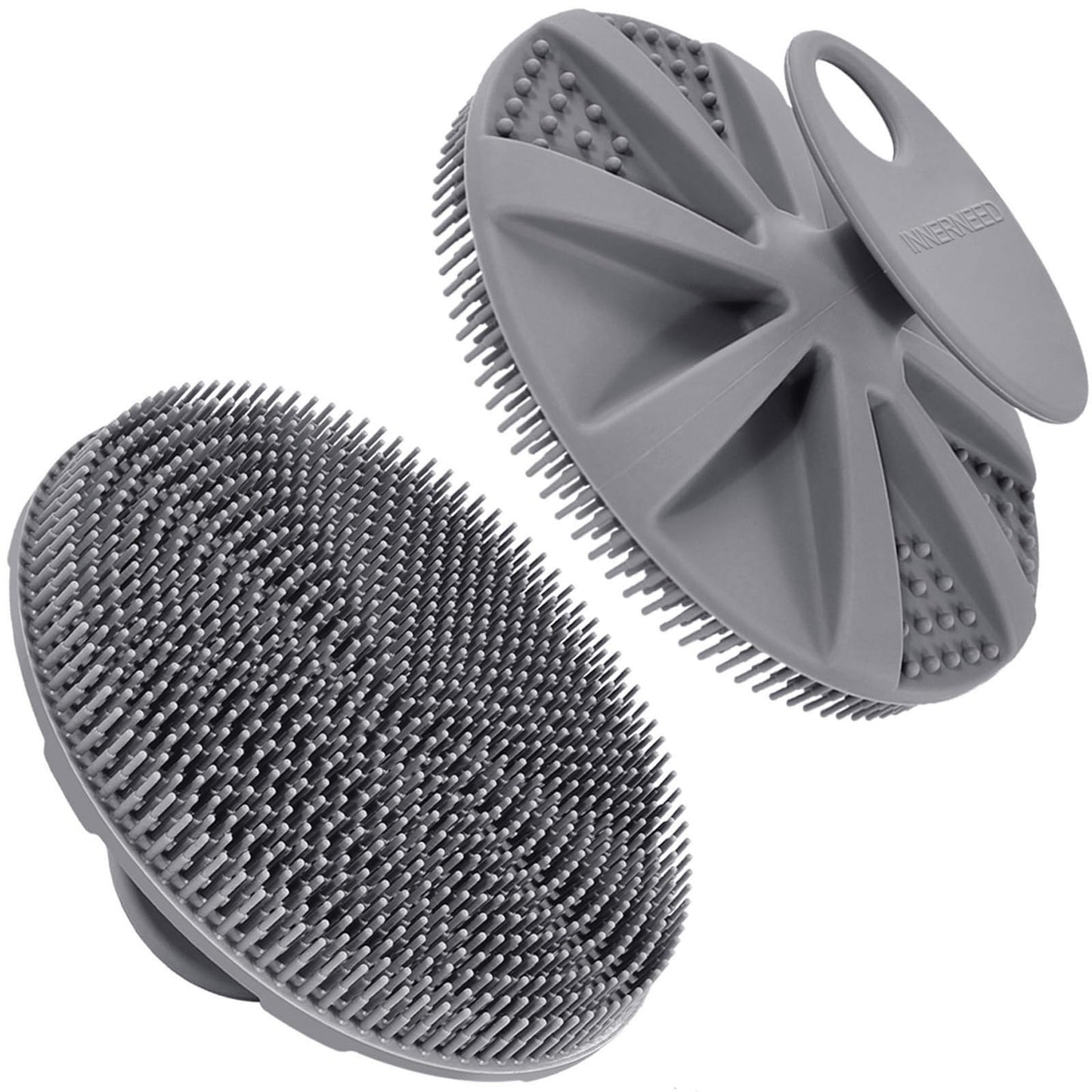 INNERNEED Food-Grade Soft Silicone Body Scrubber Shower Brush Handheld Cleansing Skin Brush, Gentle Exfoliating and Lather Well (Gray) Beauty & Personal Care INNERNEED