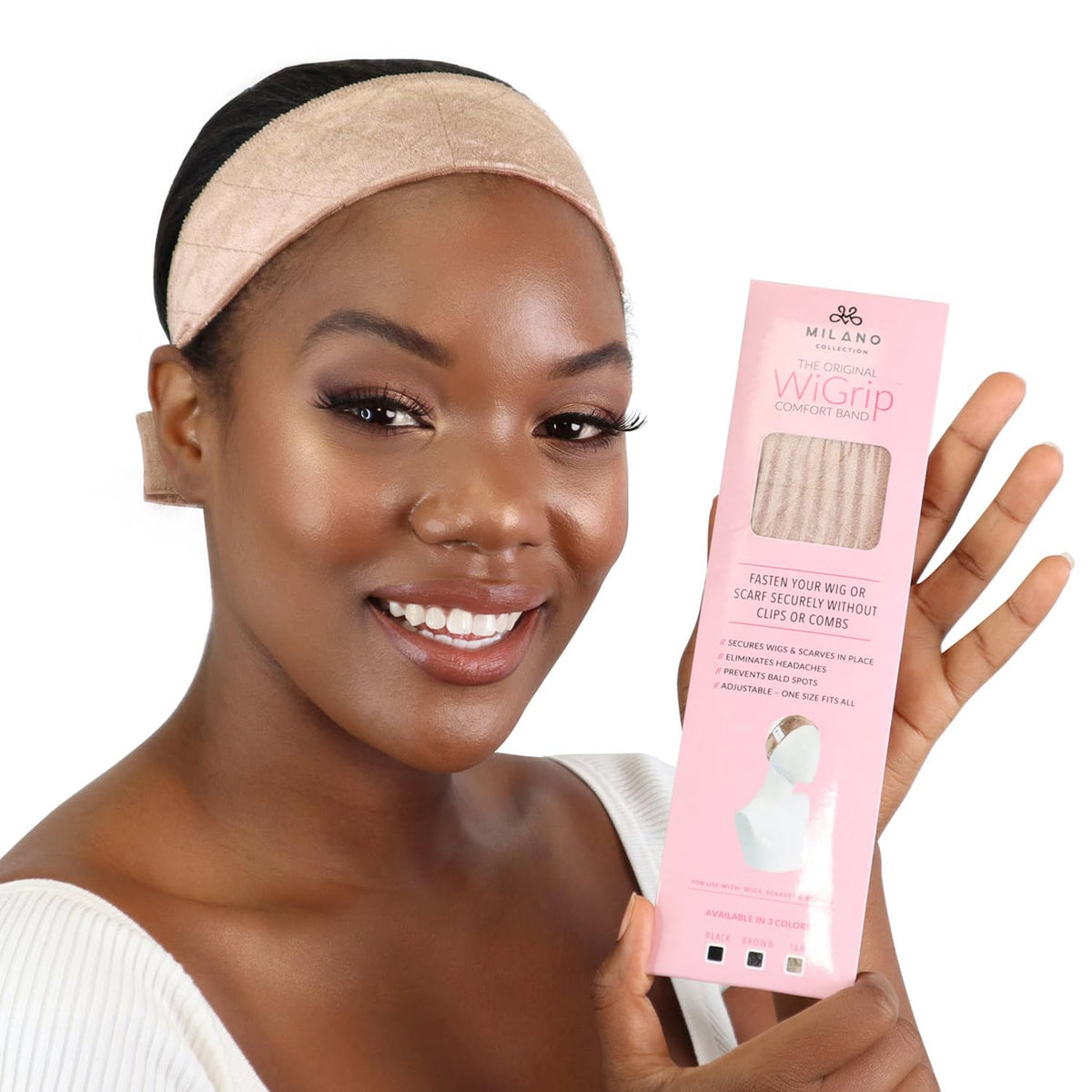 MILANO COLLECTION WiGrip, The Original Comfort Wig Grip Band, Adjustable Band for Glueless Support, Non-Slip Wig Grip Headbands, Tension-Free, One