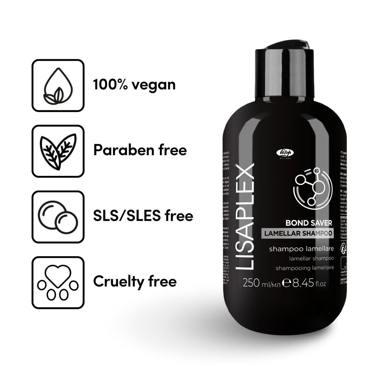 Lisap Lisaplex Bond Saver Lamellar Shampoo for All Hair Types - Damaged Hair Repair, Care & Strengthen, Sulfate Free, 8.45 fl oz Beauty & Personal Care Lisap
