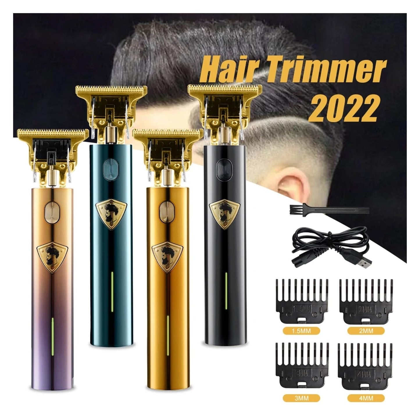 Razors T9 USB Electric Hair Cutting Machine Rechargeable Cut Hair Clipper Man Shaver Trimmer for Men Barber Professional Beard Trimmers(Gold) Beauty and Personal Care EWKYLSEM