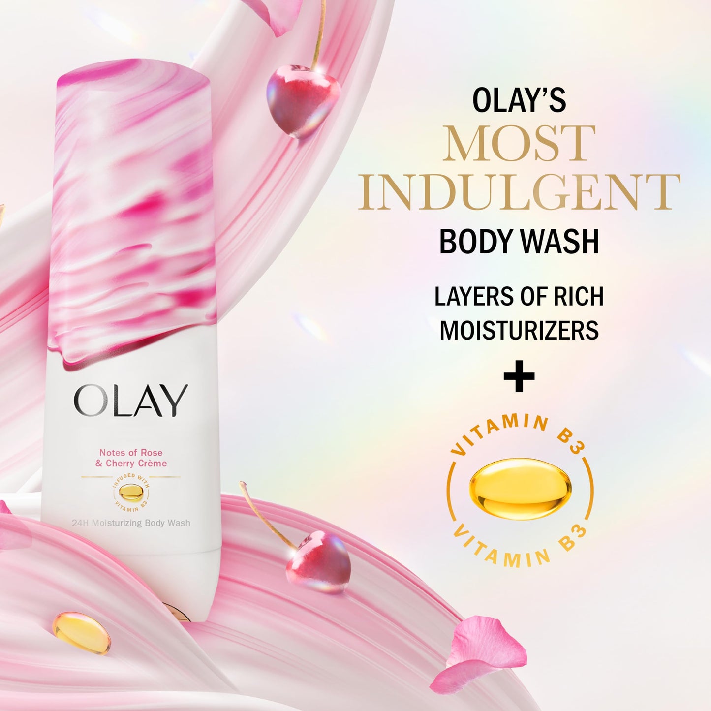 Olay Body Wash for Women, Indulgent Moisture, 24hr Moisturizing & Nourishing Formula, Infused with Vitamin B3 Complex, Luxurious Fragrances, Rose Beauty & Personal Care Olay