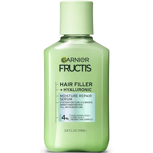 Garnier Fructis Hair Filler Moisture Repair Serum Treatment, Moisturizing Hair Serum for Curls and Waves with Hyaluronic Acid, 3.75 Fl Oz, 1 Count Beauty & Personal Care Garnier