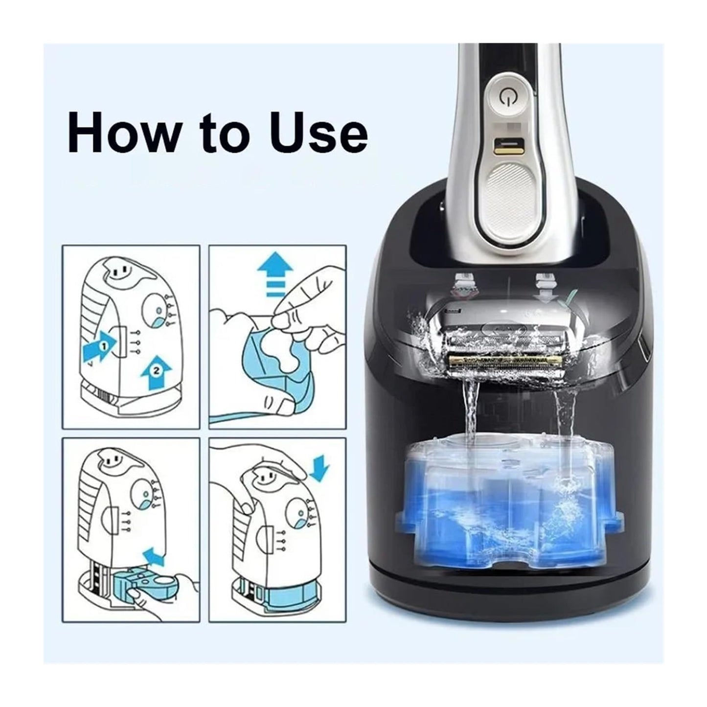 Electric Shaver,Compatible For Braun Electric Shaver Cleaning Renew Cartridge With Automatic Cleaning Center Clean Off The Shaver Head Beauty and Personal Care RMEYKAAN
