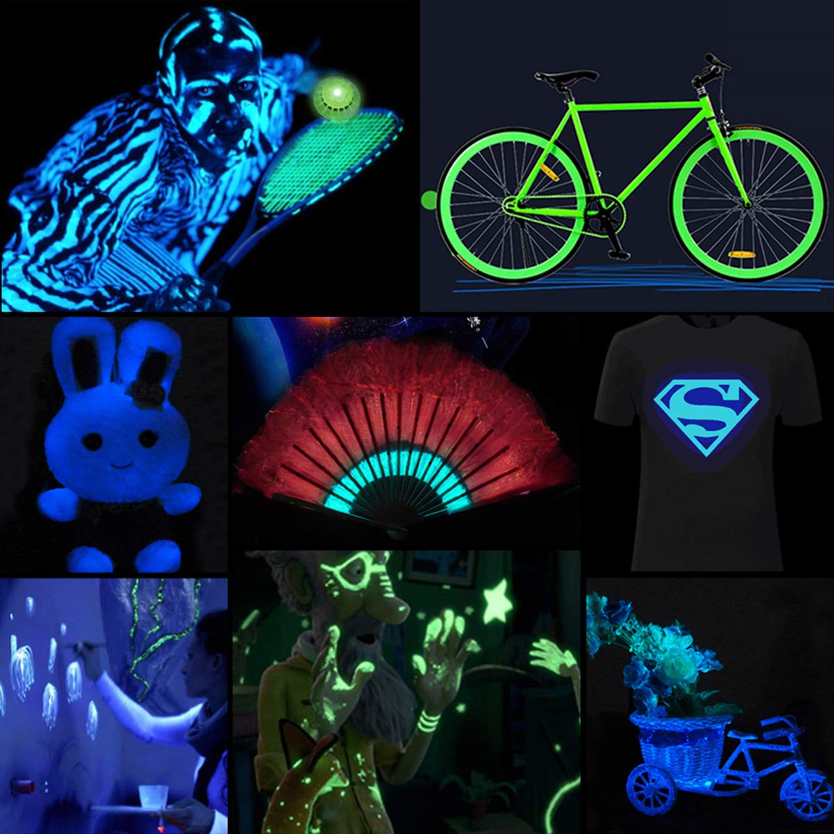 Amareu Glow in Dark Body Paint Body&Face Glow Backlight Neon Fluorescent 0.34oz Set of 6 Tubes Beauty & Personal Care Amareu