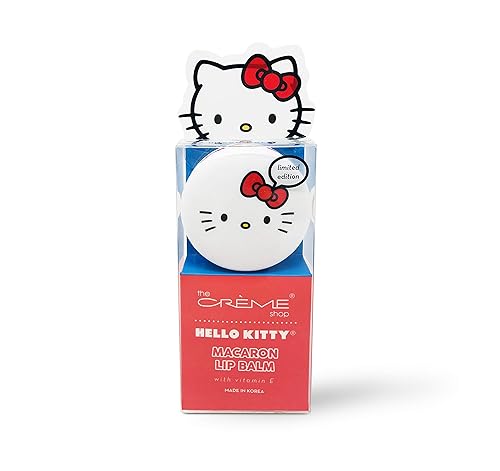 The Crème Shop x Hello Kitty Macaron Lip Balm, Korean Lip Balm with Shea Butter and Vitamin E - Mixed Berry Beauty & Personal Care The Crème Shop