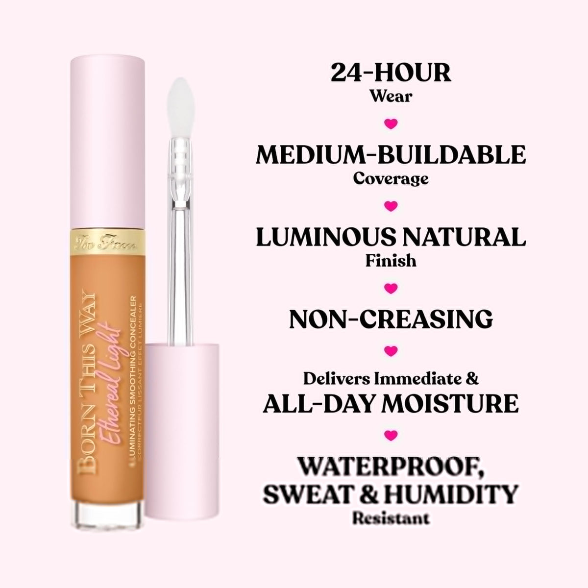 Too Faced Born This Way Ethereal Light Illuminating Smoothing Concealer | With Hyaluronic Acid, Conceals + Brightens Dark Circles, Non-Creasing + Beauty & Personal Care Too Faced