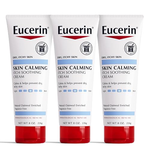 Eucerin Skin Calming Cream - Full Body Lotion for Dry, Itchy Skin, Natural Oatmeal Enriched - 8 oz. Tube (Pack of 3) Beauty & Personal Care Eucerin