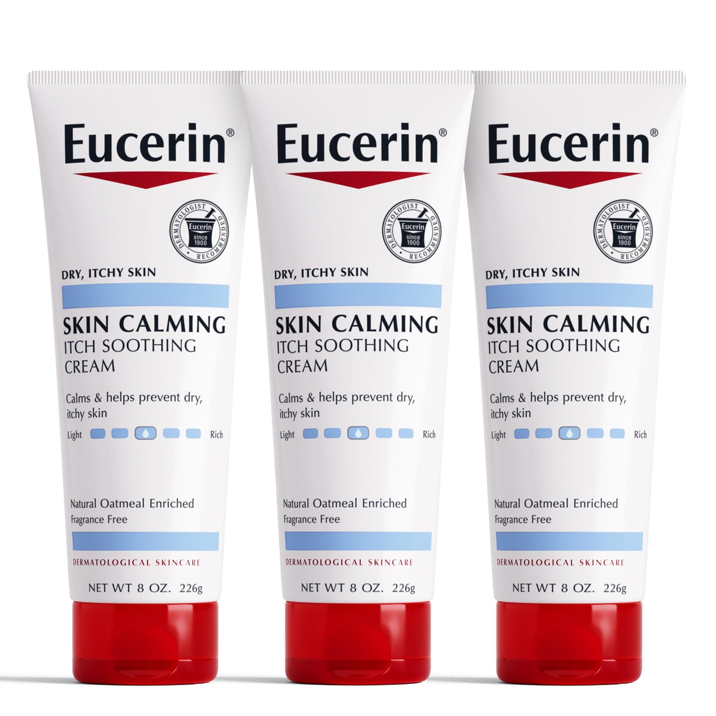 Eucerin Skin Calming Cream - Full Body Lotion for Dry, Itchy Skin, Natural Oatmeal Enriched - 8 oz. Tube (Pack of 3) Beauty & Personal Care Eucerin