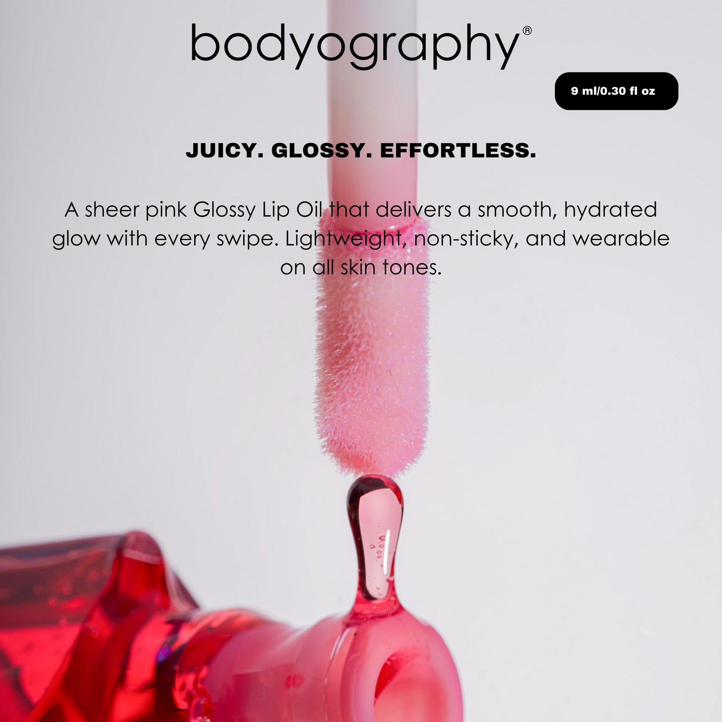 Bodyography Glossy Lip Oil with Plant Squalane & Jojoba | Hydrating Pink Tint Lip Gloss for All Skin Tones | Non-Sticky Vegan Lip Moisturizer with Beauty & Personal Care Bodyography