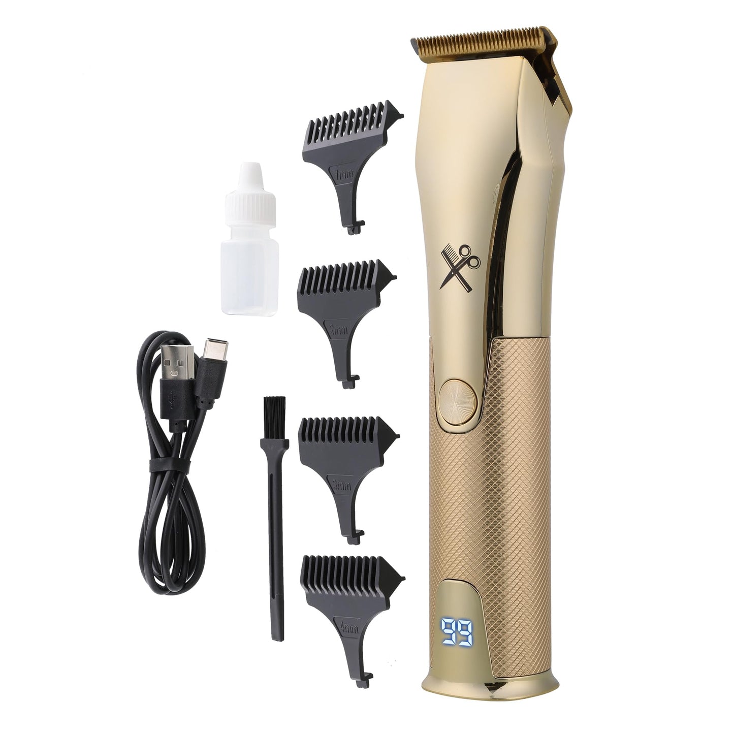 Cutting Edge T-Blade Trimmer for Men, Hypoallergenic T-Blade Trimmer with 4 Guide Combs (1mm, 2mm, 3mm, 4mm) LCD Indicator, Rechargeable 2 Hour Beauty and Personal Care Cutting Edge