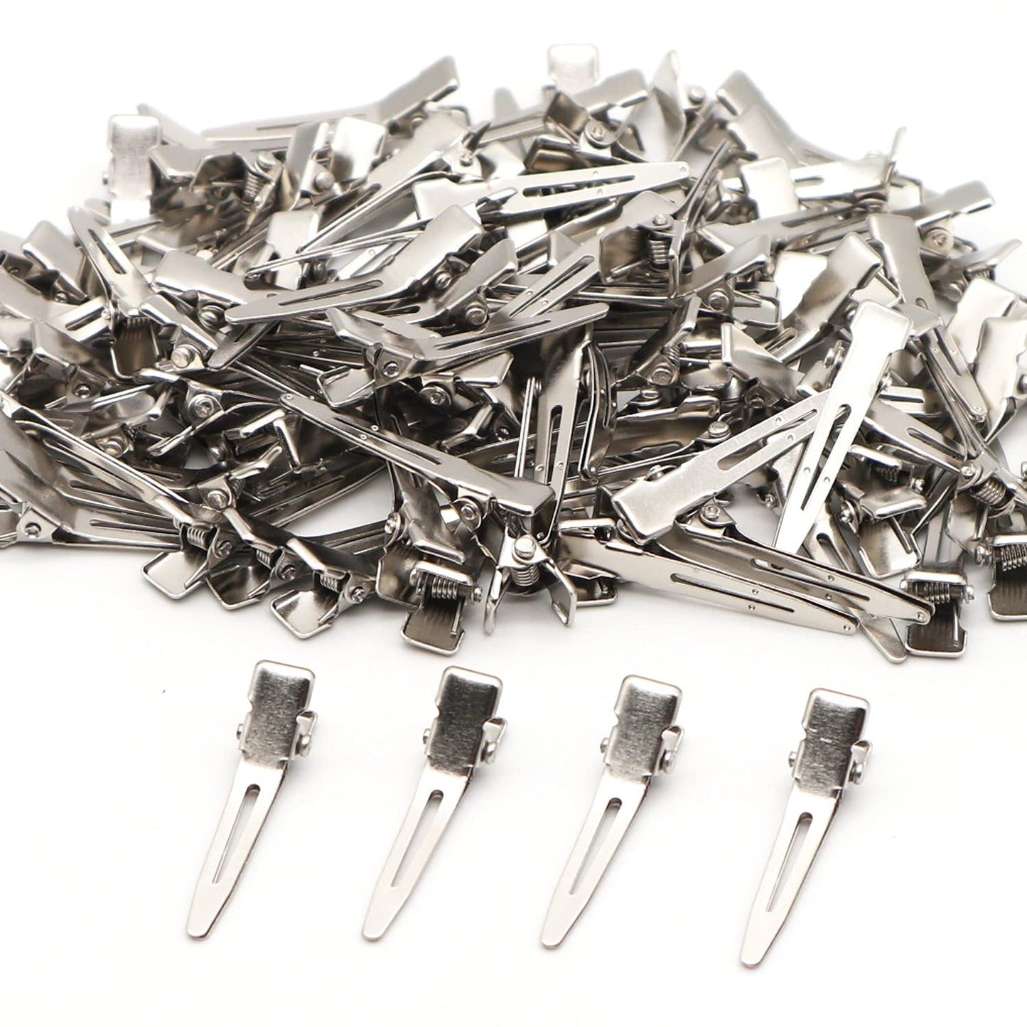 100pcs 4.5cm Single Prong Curl Clips - Silver Metal Alligator Hair Pins for Hair Extension Beauty & Personal Care Aqueens