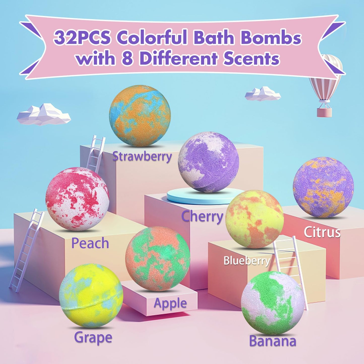 Bath Bombs for Kids with Surprise Inside, 32 Pack Kids Bath Bombs with Land & Sea Animal Toys, Bubble Bath Fizzy Ball for Girls Boys with Bath Toys Beauty and Personal Care Lisotera