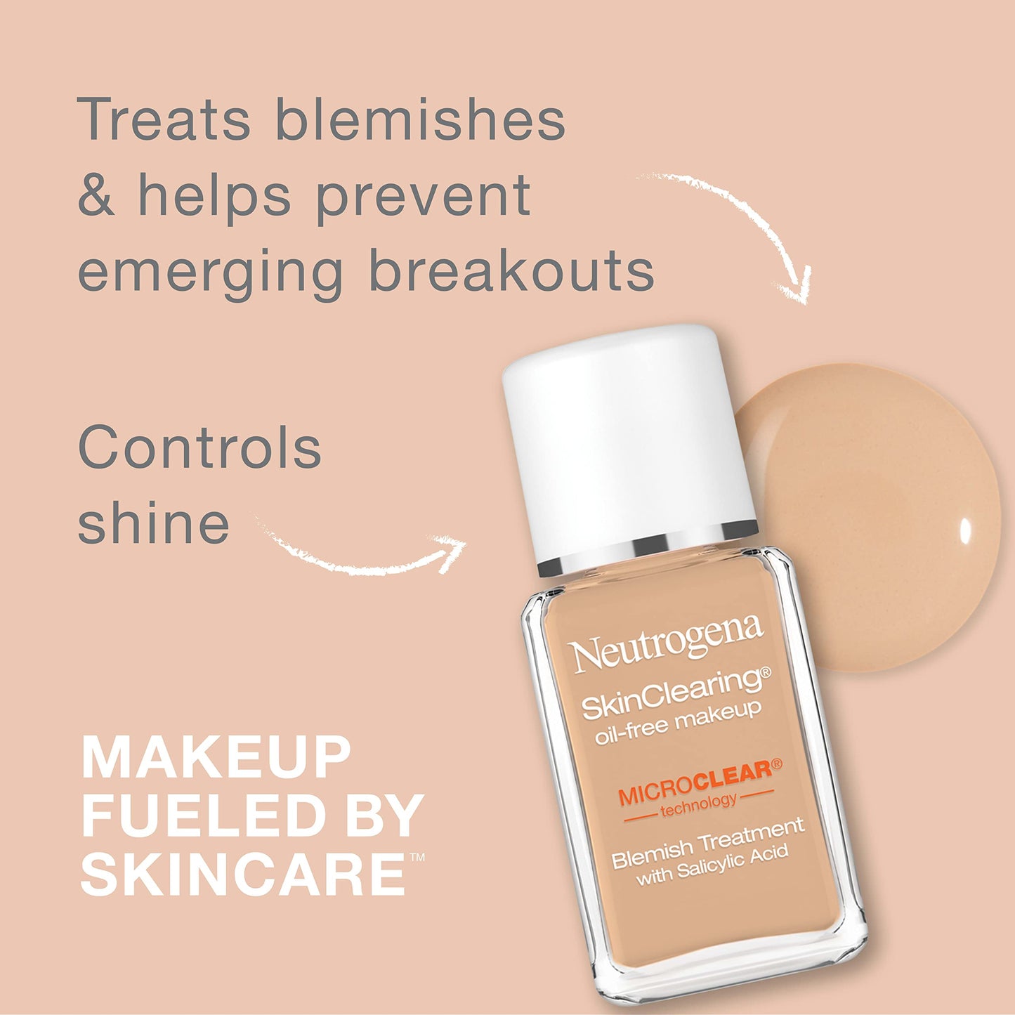 Neutrogena SkinClearing Oil-Free Makeup, Soft Beige 50, 1 Fl. Oz (Pack of 1) Beauty & Personal Care Neutrogena