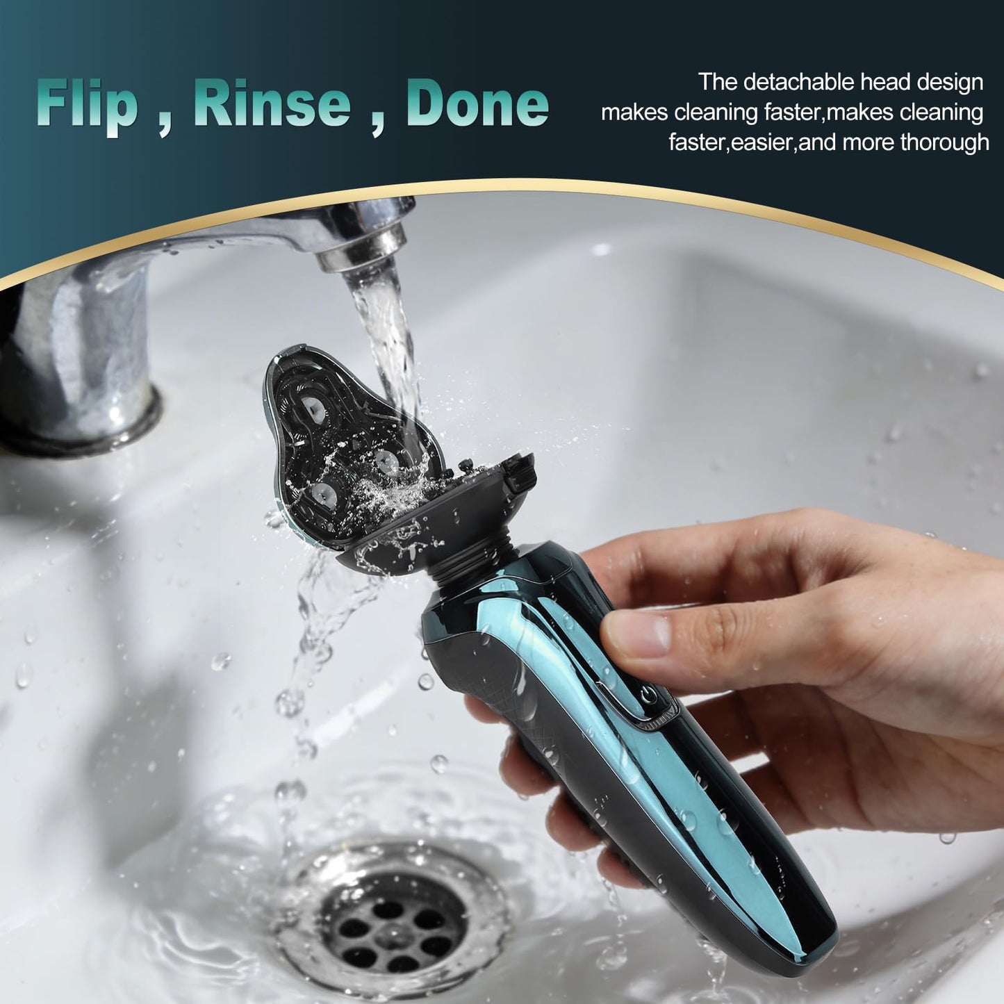 Electric Razor for Men, 4D Dual-Ring Floating Head Electric Shaver, IPX7 Waterproof Wet & Dry Shaver, USB-C Fast Charging 120Mins Long Runtime Beauty and Personal Care Handsomeface