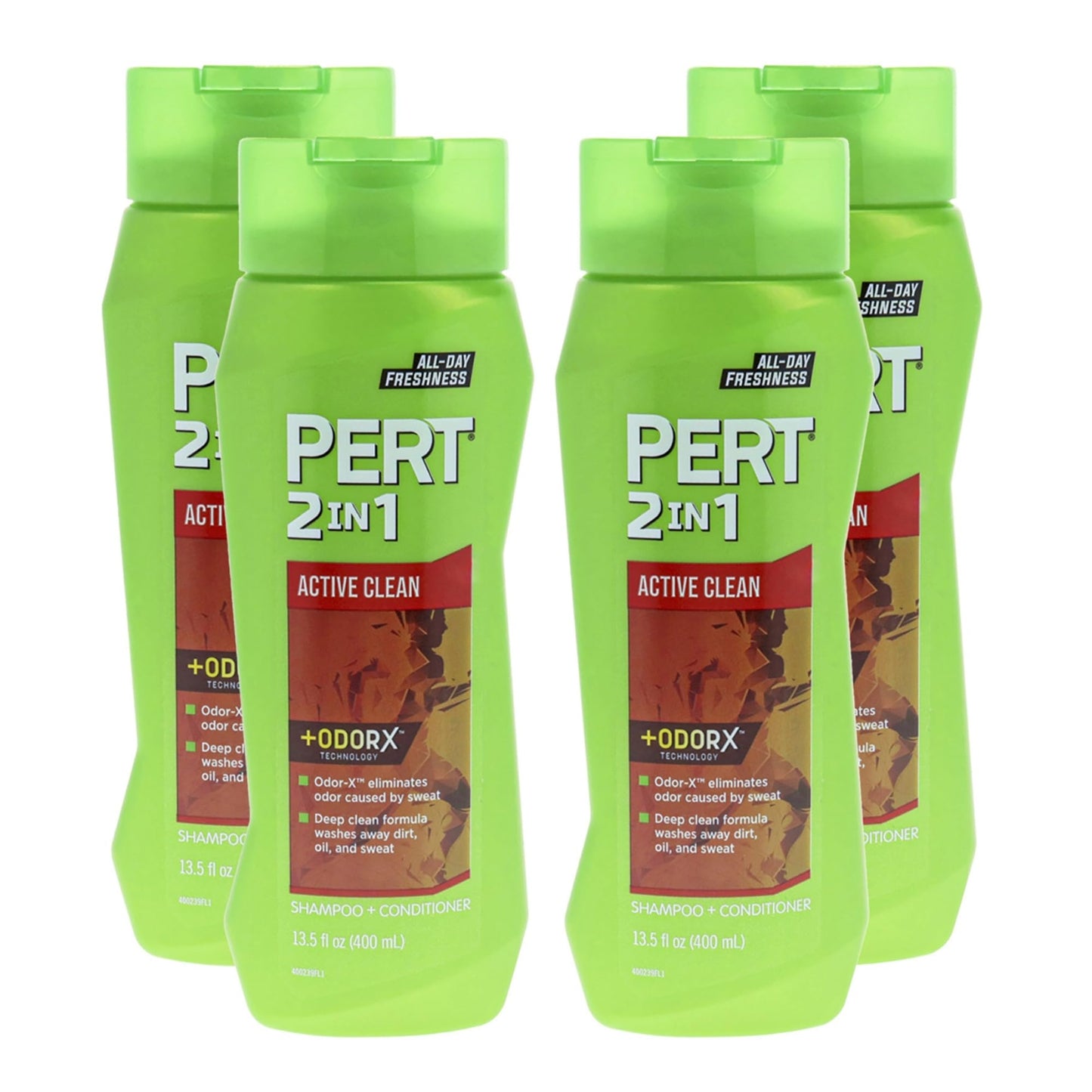 PERT 2 in 1 Active Clean Shampoo and Conditioner - Deep Clean with Odor Elimination Technology - Leaves Hair Manageable and Fresh All Day - 4 pc Beauty & Personal Care Pert