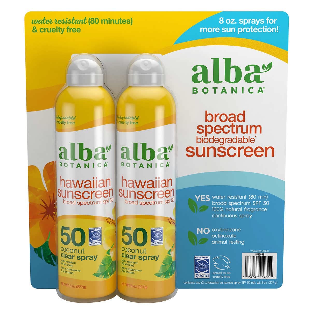 Alba Botanica Spf50 Sunscreen Hawaiian 6 Ounce Clear Spray (177ml) (2 Pack) Beauty & Personal Care Alba Botanica