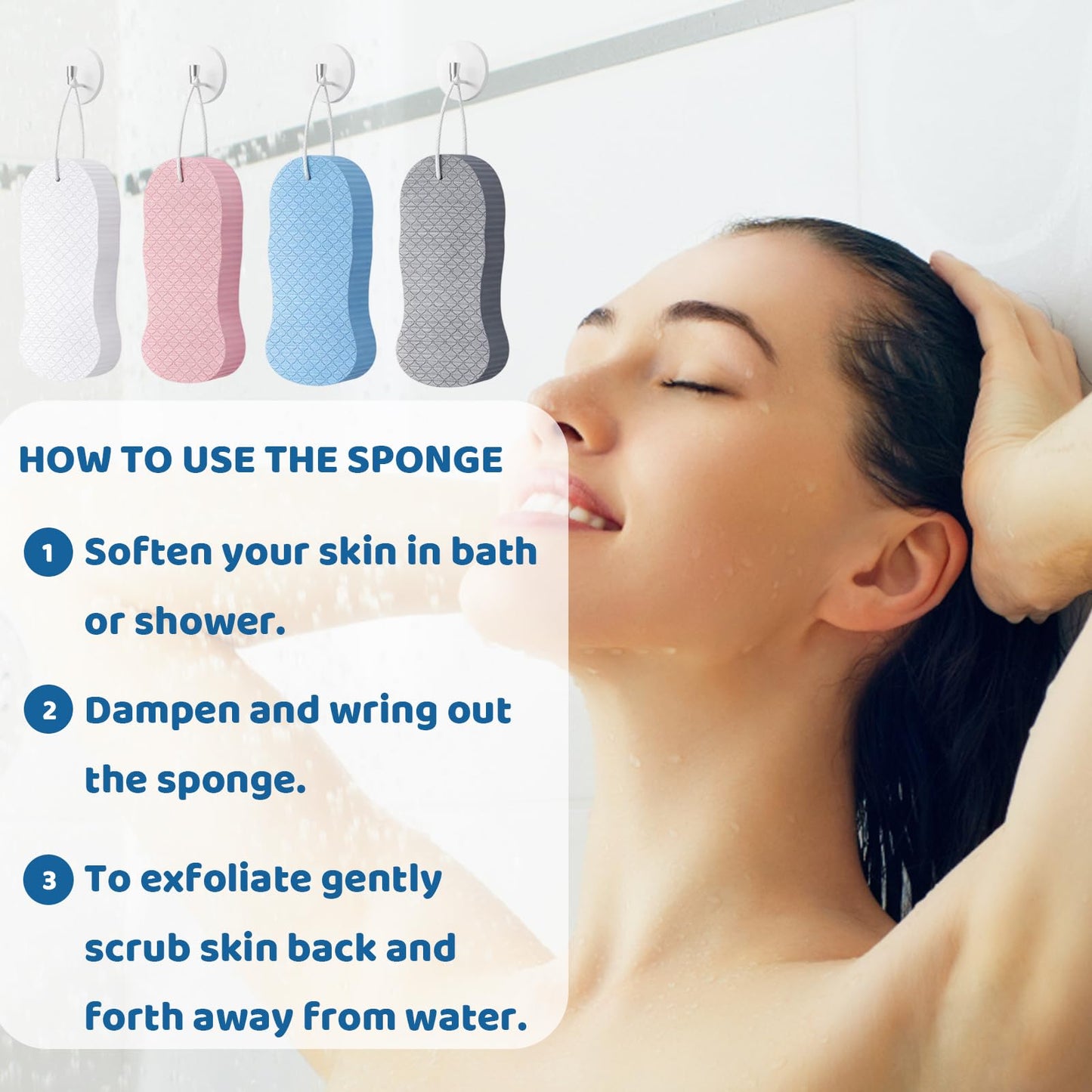 4PCS Magic Exfoliating Bath Sponge Set, Exfoliating Sponge, Exfoliating Bath Sponge Suitable for All Skin Types, Travel Friendly Beauty and Personal Care CZFSWT