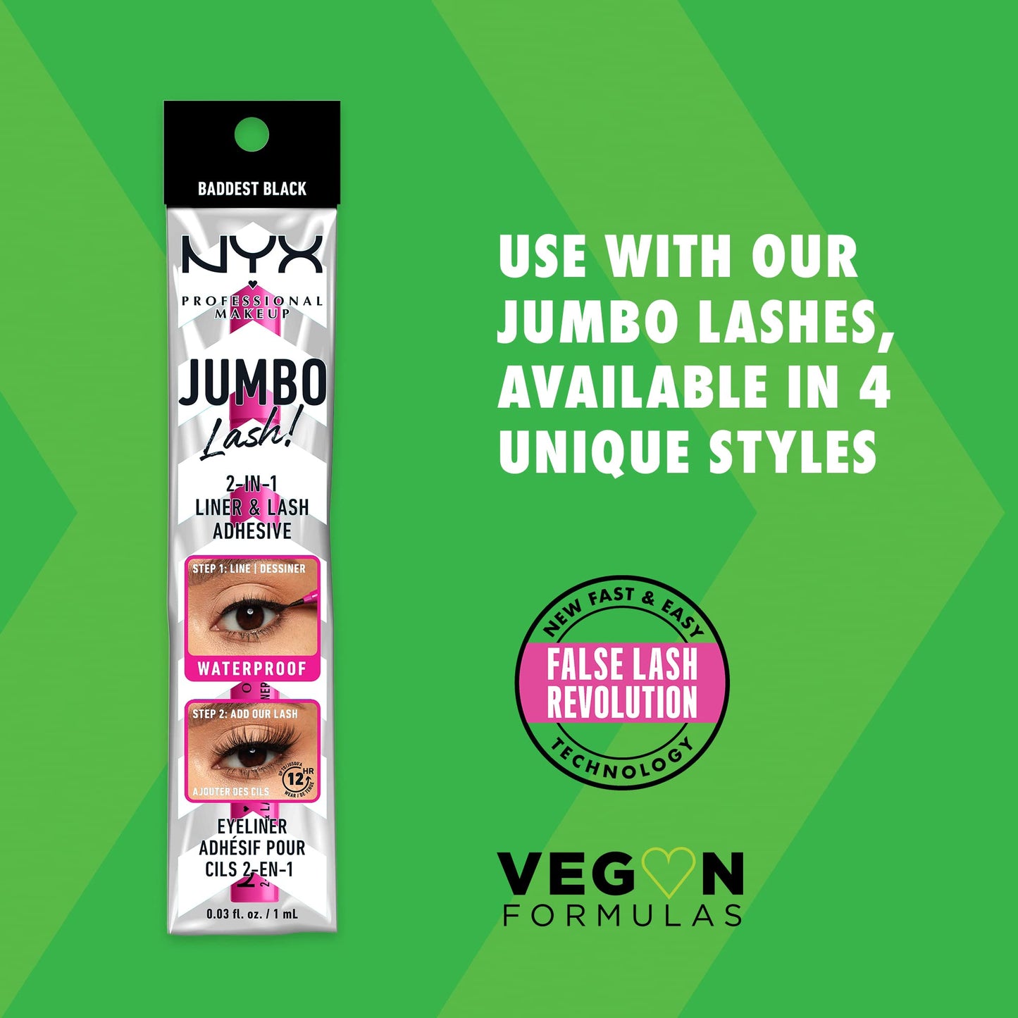 NYX PROFESSIONAL MAKEUP Jumbo Lash! 2-In-1 Eyeliner & Lash Adhesive - Baddest Black Beauty & Personal Care NYX PROFESSIONAL MAKEUP