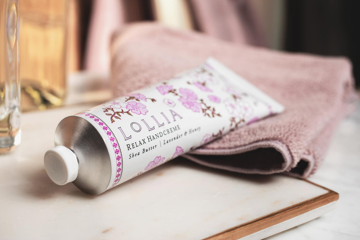 LOLLIA Relax Handcreme Bundle, 4 oz. & .33 oz. - Lavender & Honey - Scented Hand Cream for Women, Moisturizing Hand for Dry Hands, Shea & Cocoa Beauty & Personal Care LOLLIA