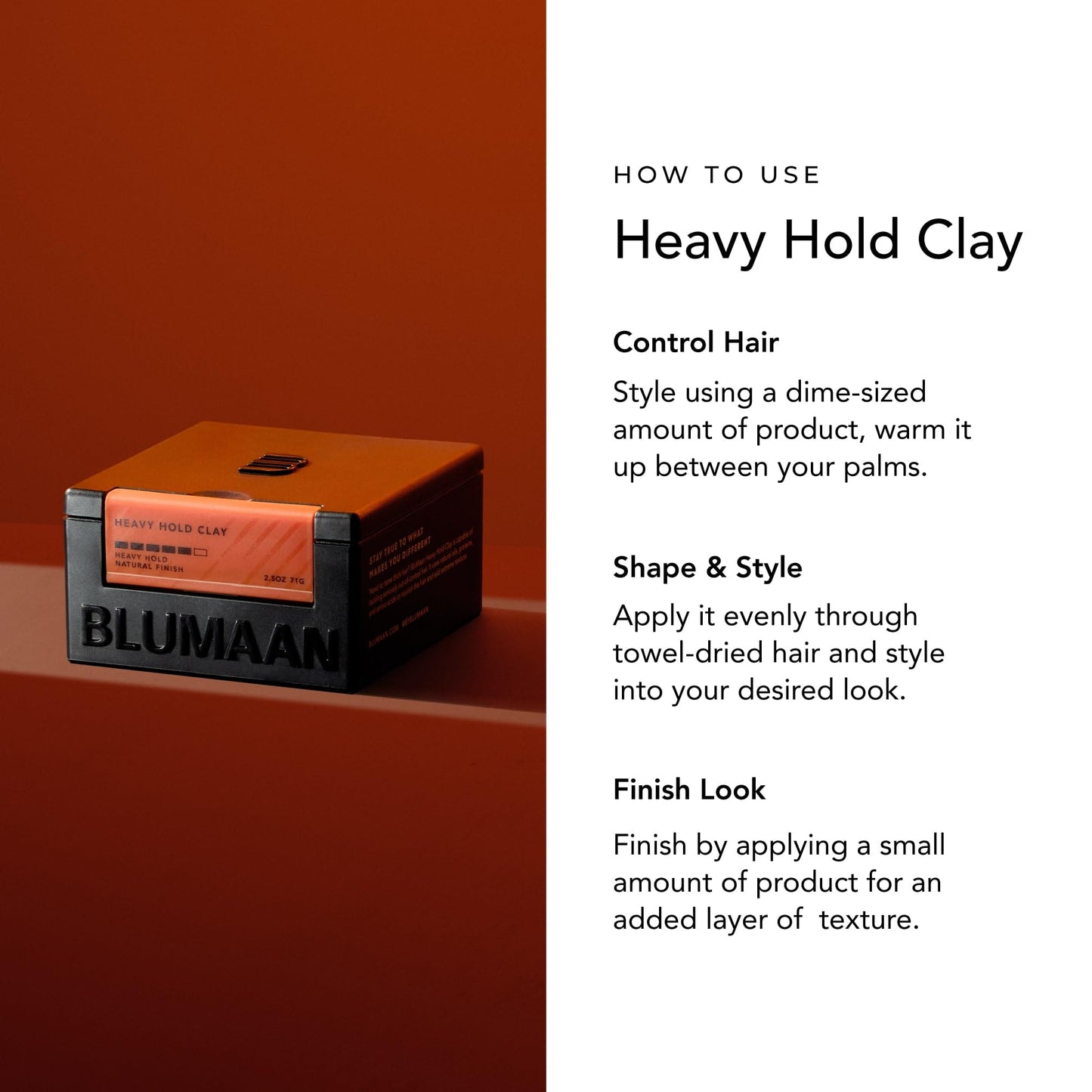 BLUMAAN Heavy Hold Clay - Men's Extra Strong Hold Hair Clay Creates Texture and Volume (2.5 oz) - Natural Matte Finish with Organic Oils - Controls Beauty & Personal Care BluMaan