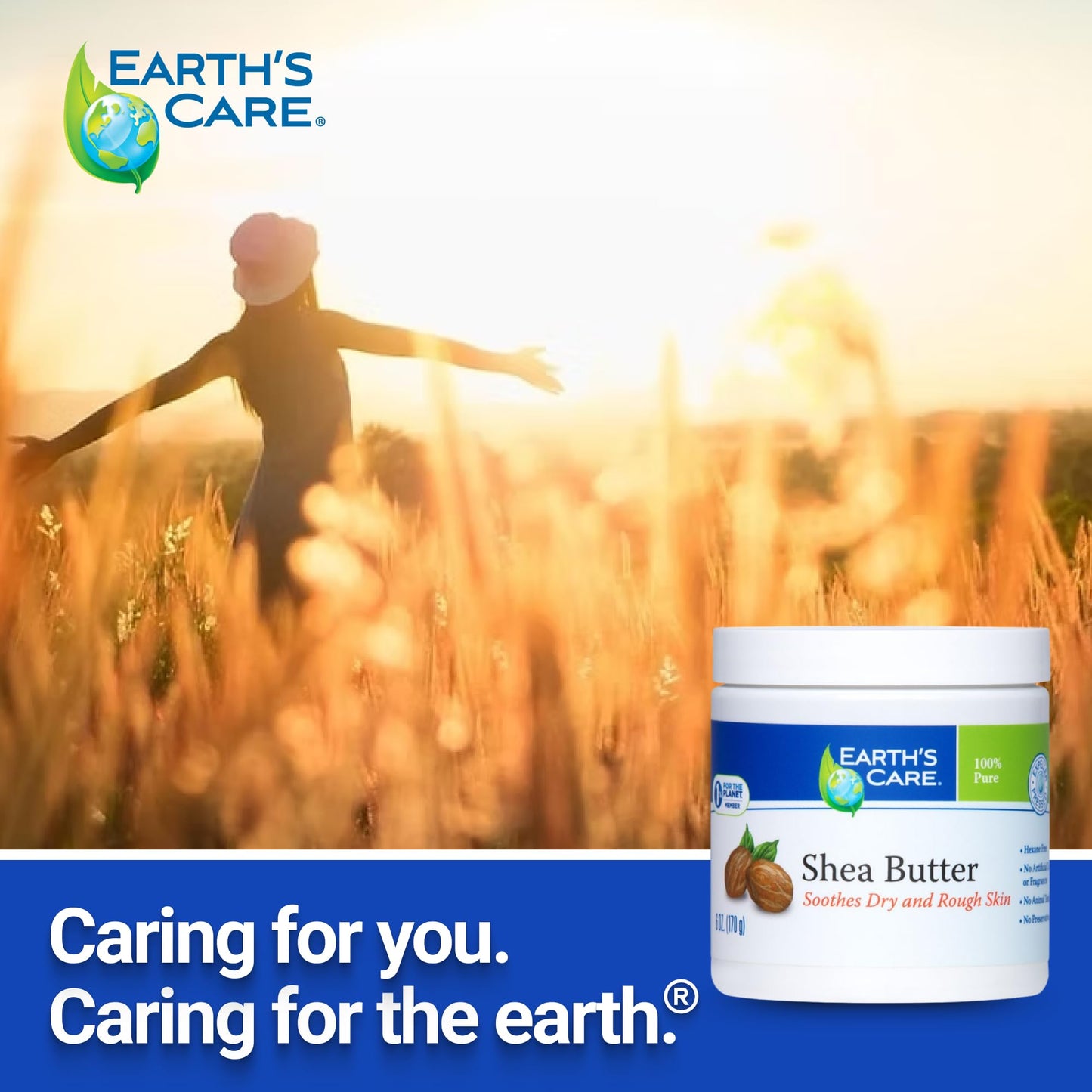 Earth's Care Pure Shea Butter, Hexane-Free, No Artificial Colors or Fragrances, Packed in USA 6 OZ. (2 Jars) Beauty & Personal Care Earth's Care