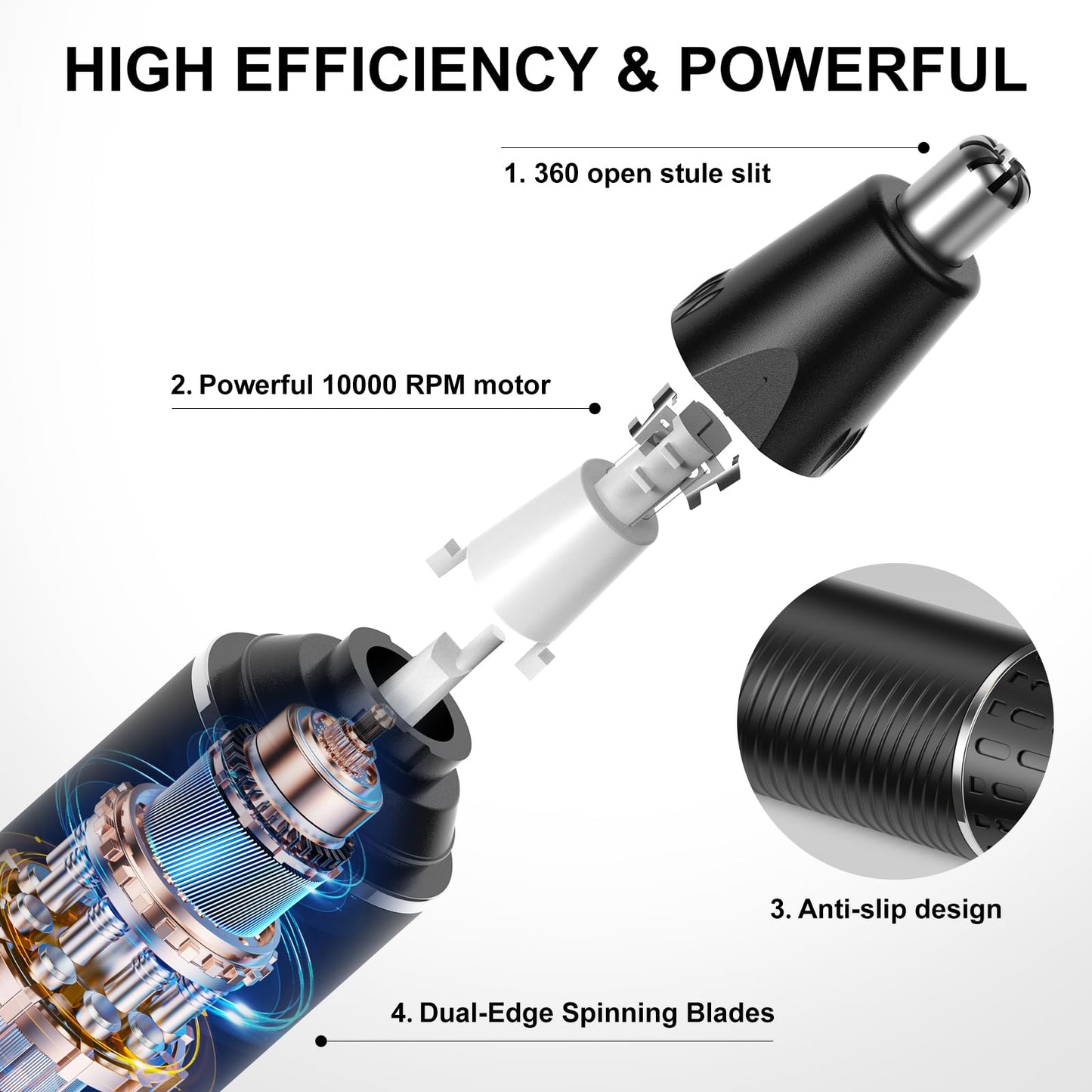 XOOMRSCP Professional Rechargeable Nose Hair Trimmer for Men - 2-in-1 Painless Ear & Nose Trimmer with IPX7 Waterproof Dual-Edge Blades, Also Beauty and Personal Care XOOMRSCP