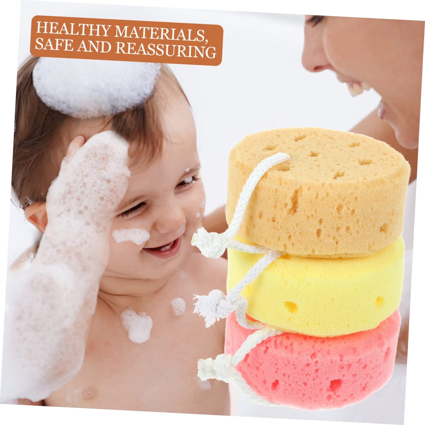 FRCOLOR Bath Shower Sponges Exfoliating Body Scrubber Set with Hanging Lanyard Lightweight Portable Soft Foam Sponge for Kids and Adults 3 Pack Beauty and Personal Care FRCOLOR