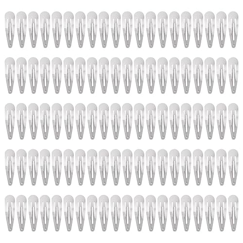 Lawie 100 Pack 2" Snap Hair Clips - Silver Metal Barrettes, 5cm Small Hairpins, Thin Barrettes for Gray Hair, DIY Crafts, Accessories for Women Beauty & Personal Care Lawie