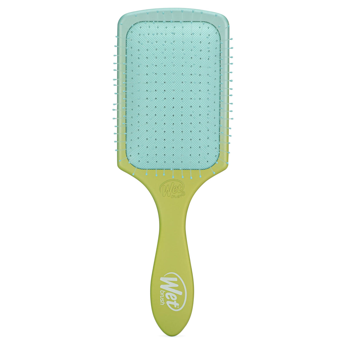 Wet Brush Paddle Detangler, Green/Blue - Ultra-Soft IntelliFlex Bristles with AquaVent Design Great For Hair Treatments - Pain-Free Brush For Wet,
