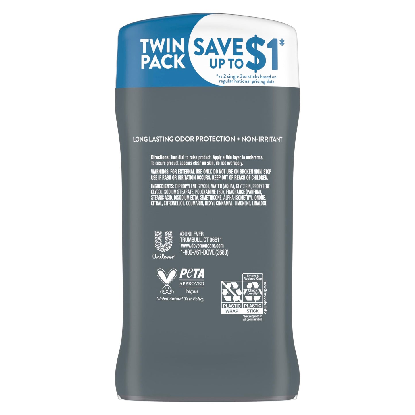 Dove Men+Care Deodorant Stick for Men Clean Comfort Pack of 2 Aluminum Free 72-Hour Odor Protection Mens Deodorant with 1/4 Moisturizing Cream 3 oz Beauty and Personal Care DOVE MEN + CARE