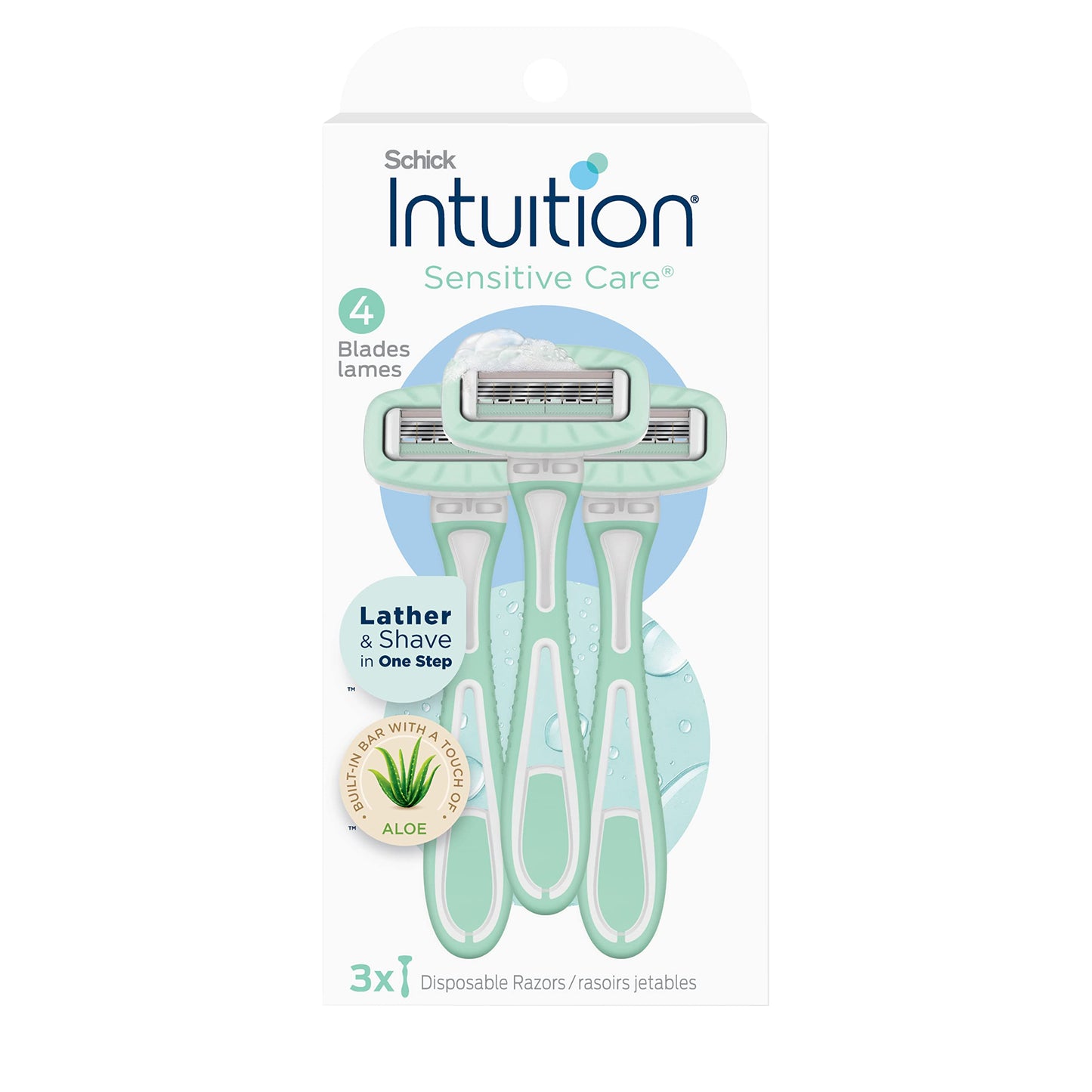 Schick Intuition Disposable Razors with Sensitive Skin, 3 Count | Razors Sensitive Skin, Women’s Disposable Razors with a Touch of Aloe, Travel Razor Beauty and Personal Care INTUITION Default Title