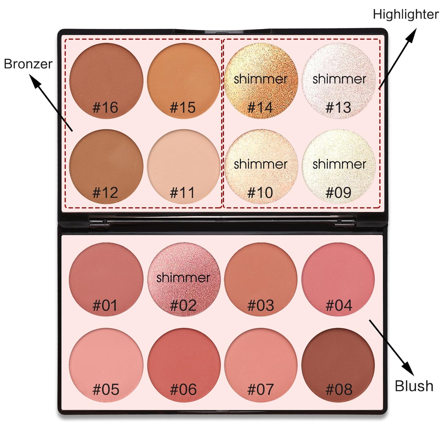16 Color Contour Palette Makeup with 2 Brushes - Blush Highlighter Bronzer All-in-One Makeup Palette Contour Set - Face Cosmetics Gift, Holiday Beauty Beauty and Personal Care SPRINGSKY
