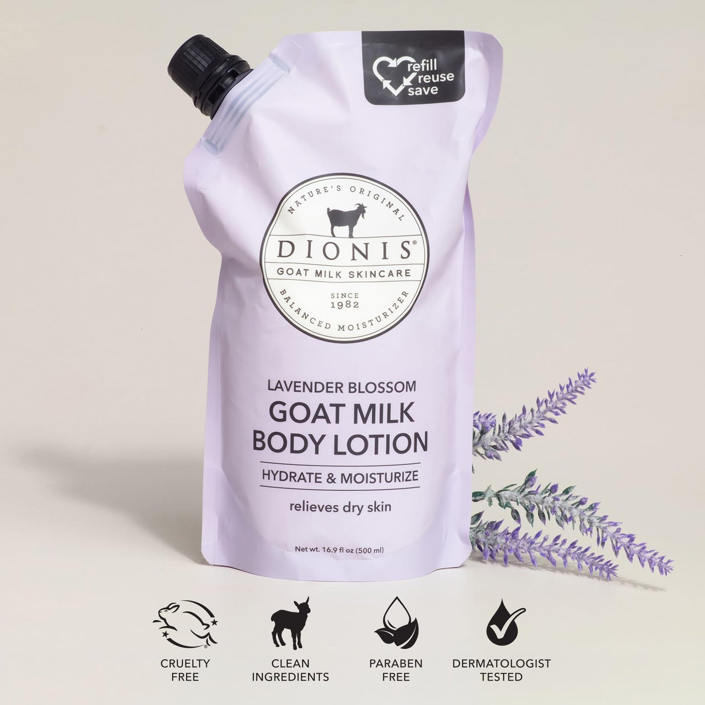Dionis Lavender Blossom Goat Milk Body Lotion Refill Pouch, 20 Fl Oz (Pack of 1) Beauty & Personal Care Dionis