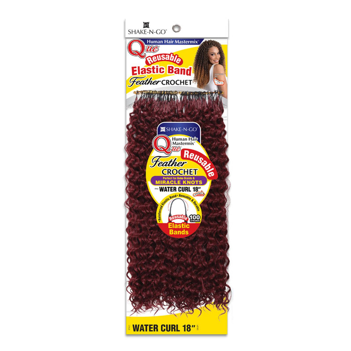 Shake-N-Go Que Hair extension - Human hair blend Miracle knots Feather crochet - Water curl 18" (4)