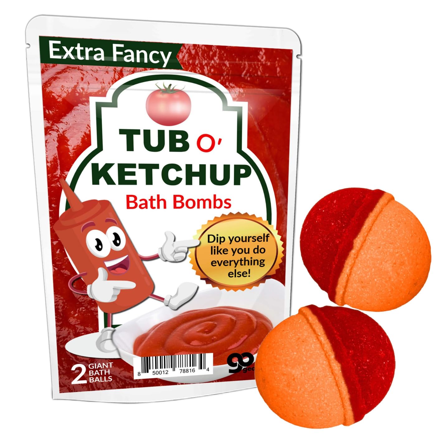 Tub O Ketchup Bath Bombs - Funny Ketchup Colored Bath Balls for Men - XL Black Cherry Bath Fizzers, Handcrafted, Made in America, 2 Count Beauty & Personal Care Gears Out