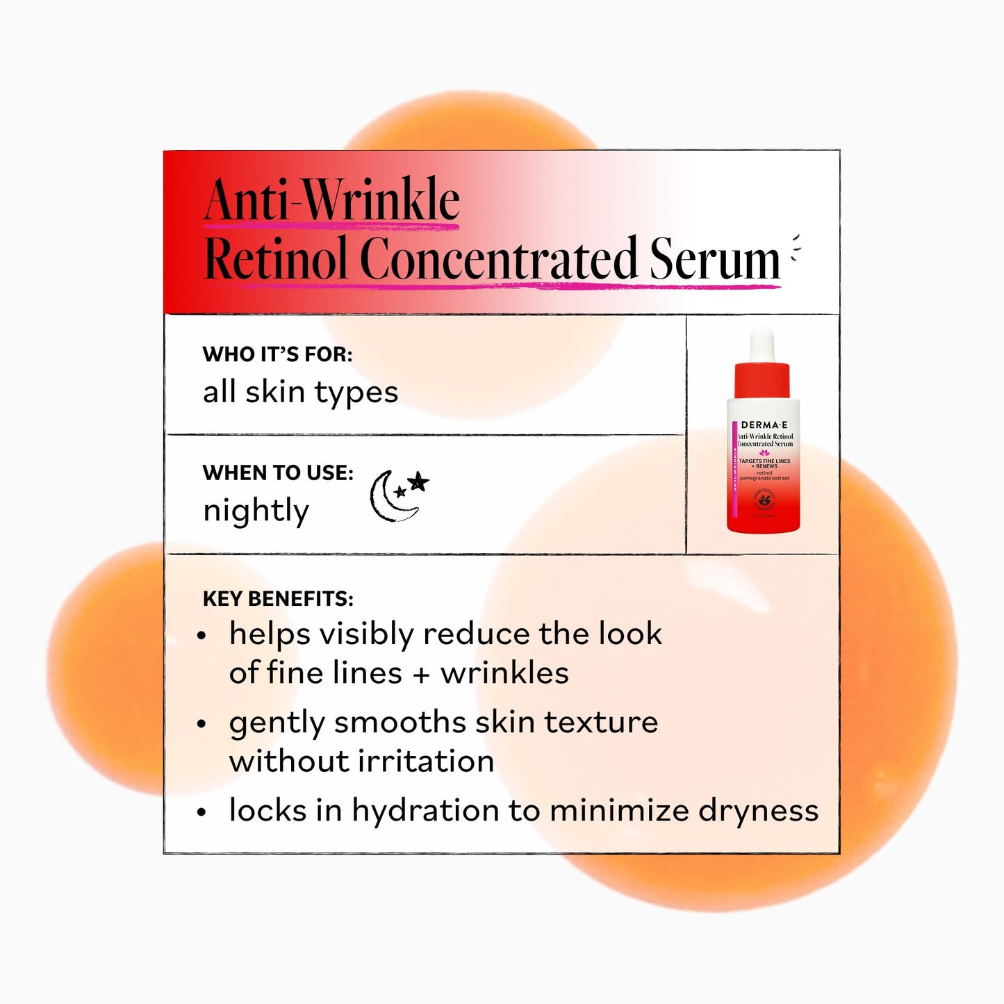 DERMA E Anti-Wrinkle Retinol Serum - Concentrated Skincare Elixir for Youthful Radiance - 1 Fl oz Beauty & Personal Care Derma E