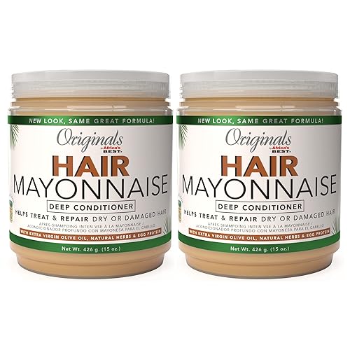 Originals By Africa's Best Hair Mayonnaise Conditioner - 2 Pack (15 oz Jars) - Enriched with Herbal Extracts, Egg Protein & Olive Oil for Deep Beauty & Personal Care Originals by Africa's Best