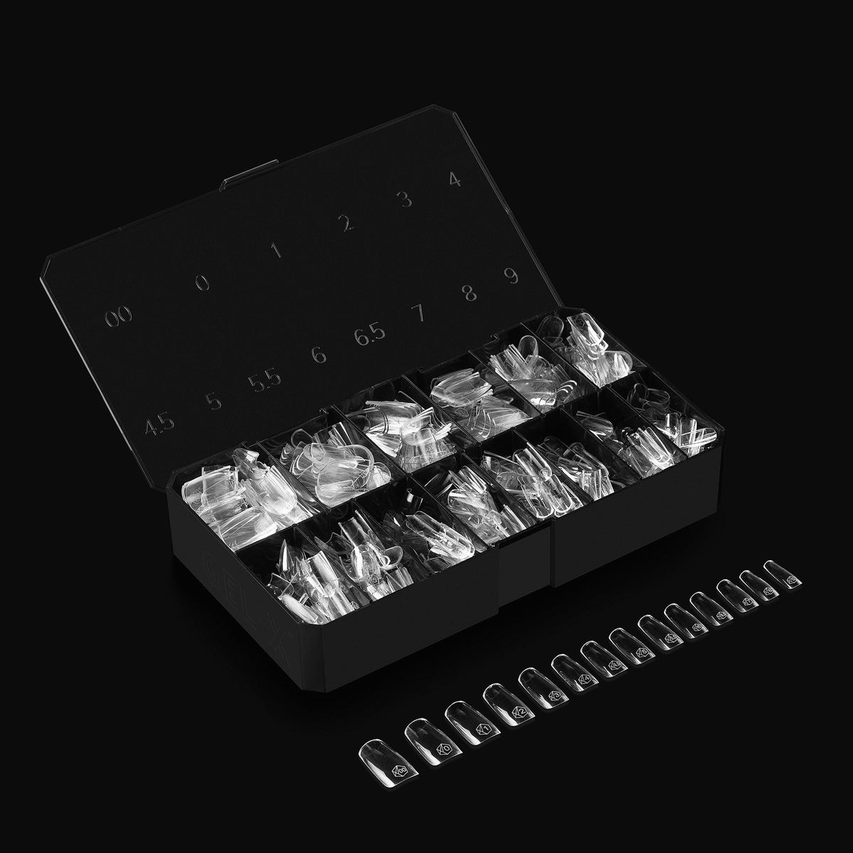 Aprés Gel-X® Square Box of Nail Tips | 280 Gel-X Tips, Soft Tips, 14 Sizes 00-9 | Half-sizes Included (Natural Square Medium, 280 Count)