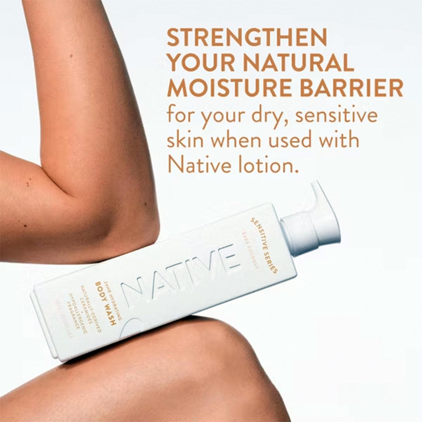 Native Sensitive Series 24 Hour Hydrating Mini Body Wash - Travel Size - Bare Coconut - 3 fl oz - Pack Of 01 Beauty & Personal Care Native