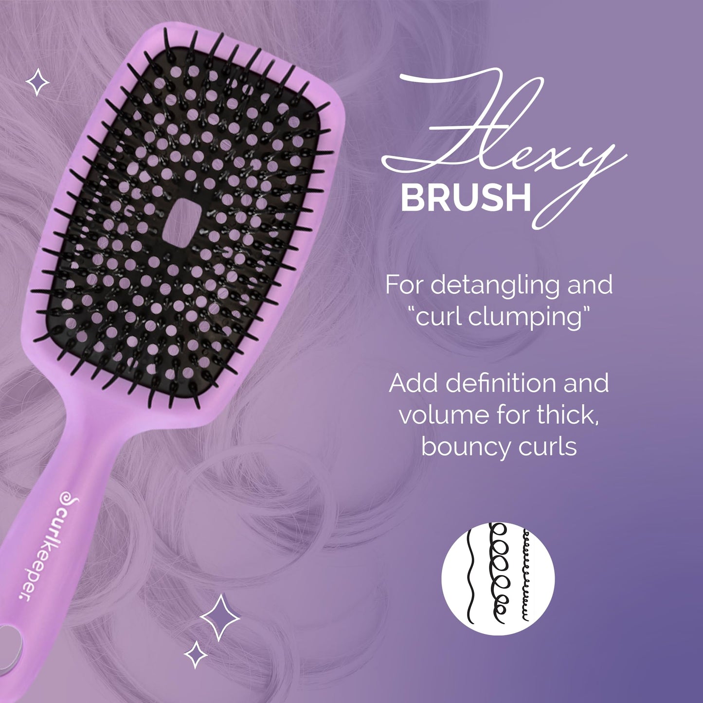Curl Keeper Flexy Hair Brush, Purple - Detangling Hair Brush with Flexible Bristles for Shower Use, Combing Through Curls & Removing Tangles Beauty & Personal Care Curl Keeper