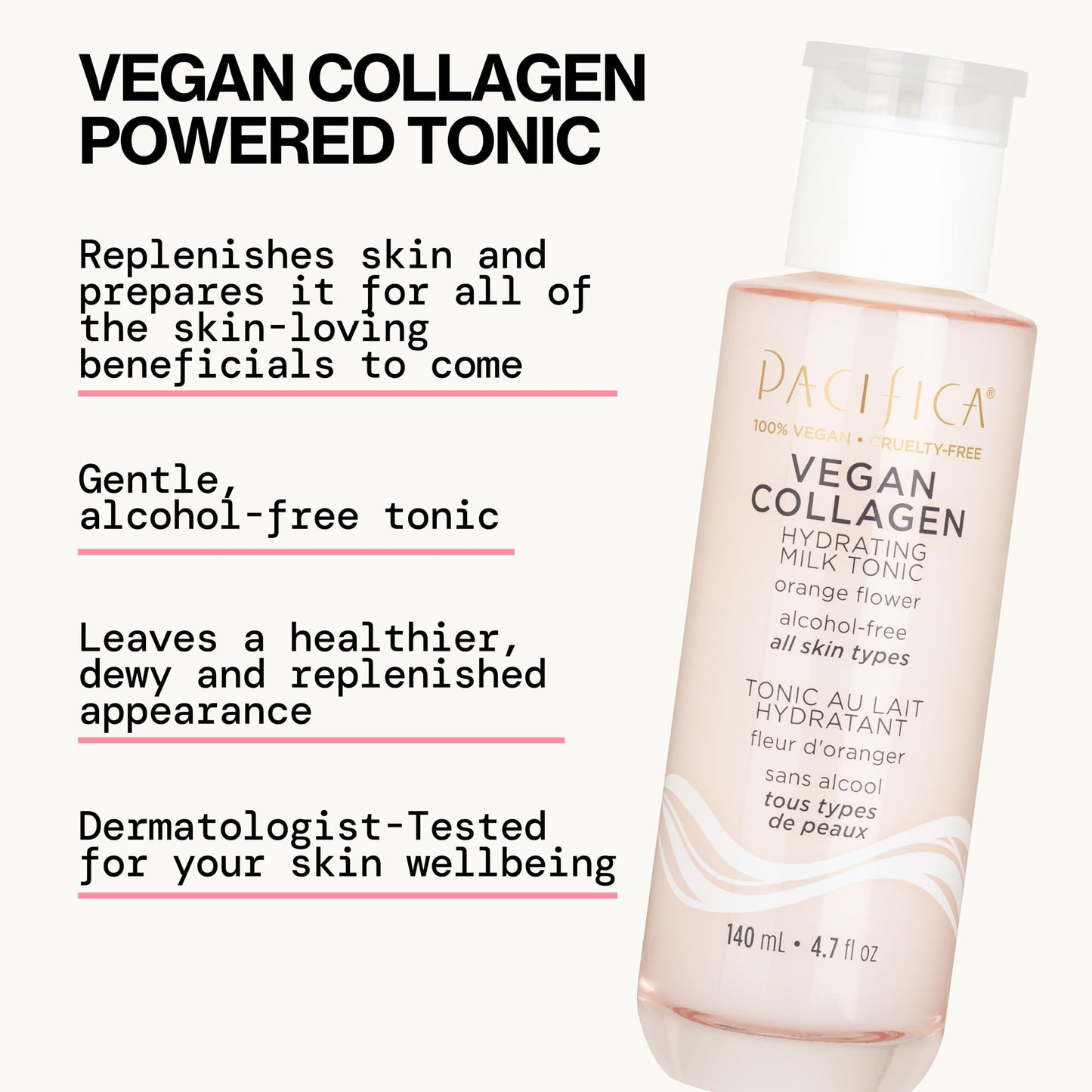 Pacifica Vegan Collagen Hydrating Milk Tonic - Alcohol-Free Milky Toner & Essence Moisturizing Vegan Collagen Face Tonic w/Hyaluronic Acid, Chamomile Beauty & Personal Care Pacifica
