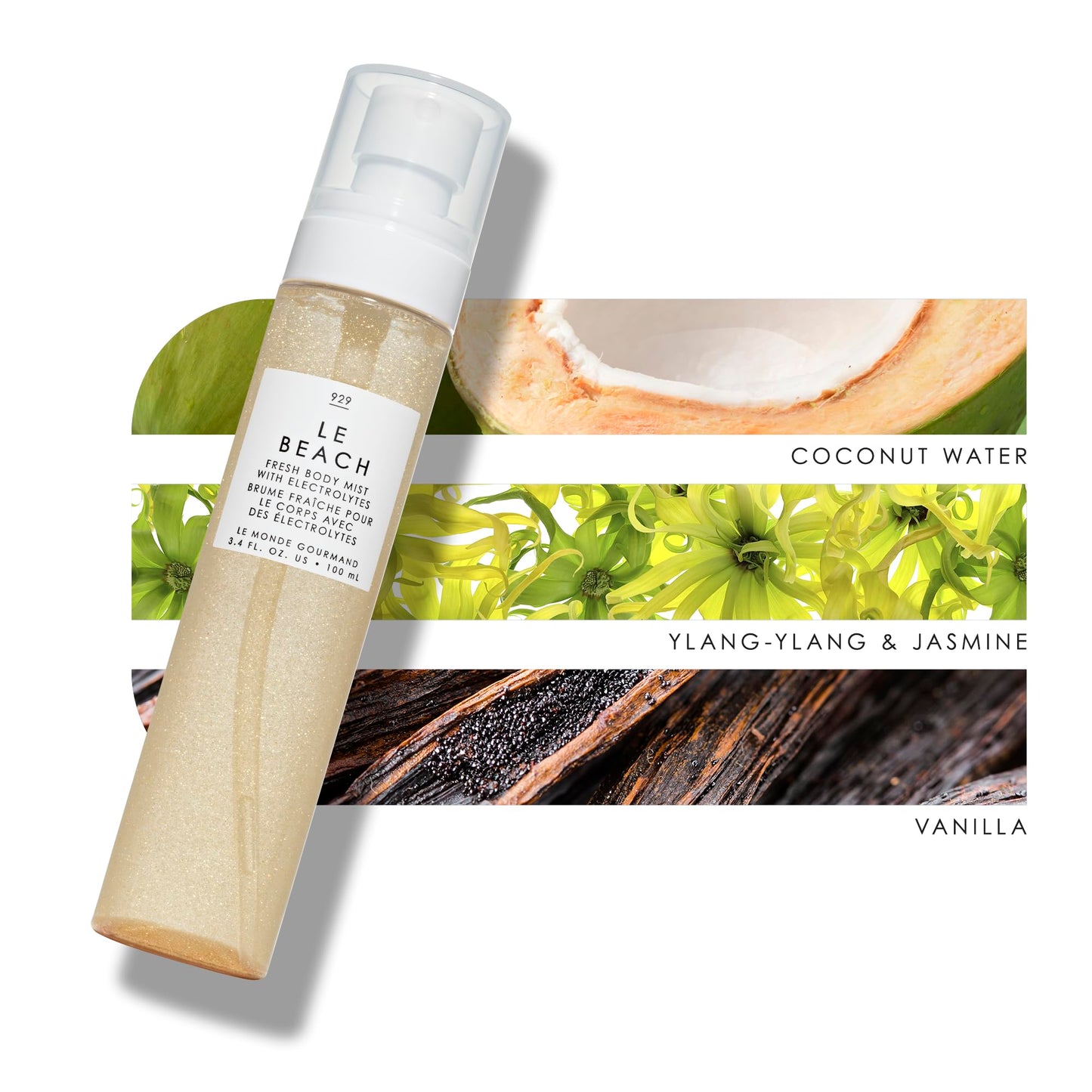 Le Monde Gourmand Le Beach Fresh Mist for Women, Hydrating Body Spray with Electrolytes, Coconut Water Ylang Ylang Jasmine Scent, Vegan & Cruelty Beauty & Personal Care Le Monde Gourmand