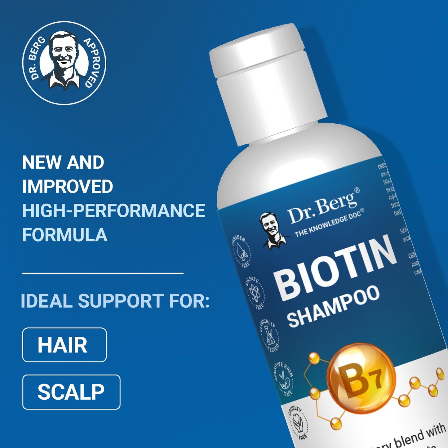 Dr. Berg Biotin Shampoo for Men & Women (Improved High-Performance Formula) - Independently Tested & Certified Paraben- Sulfate- & Silicone-Free Beauty and Personal Care Dr. Berg Nutritionals