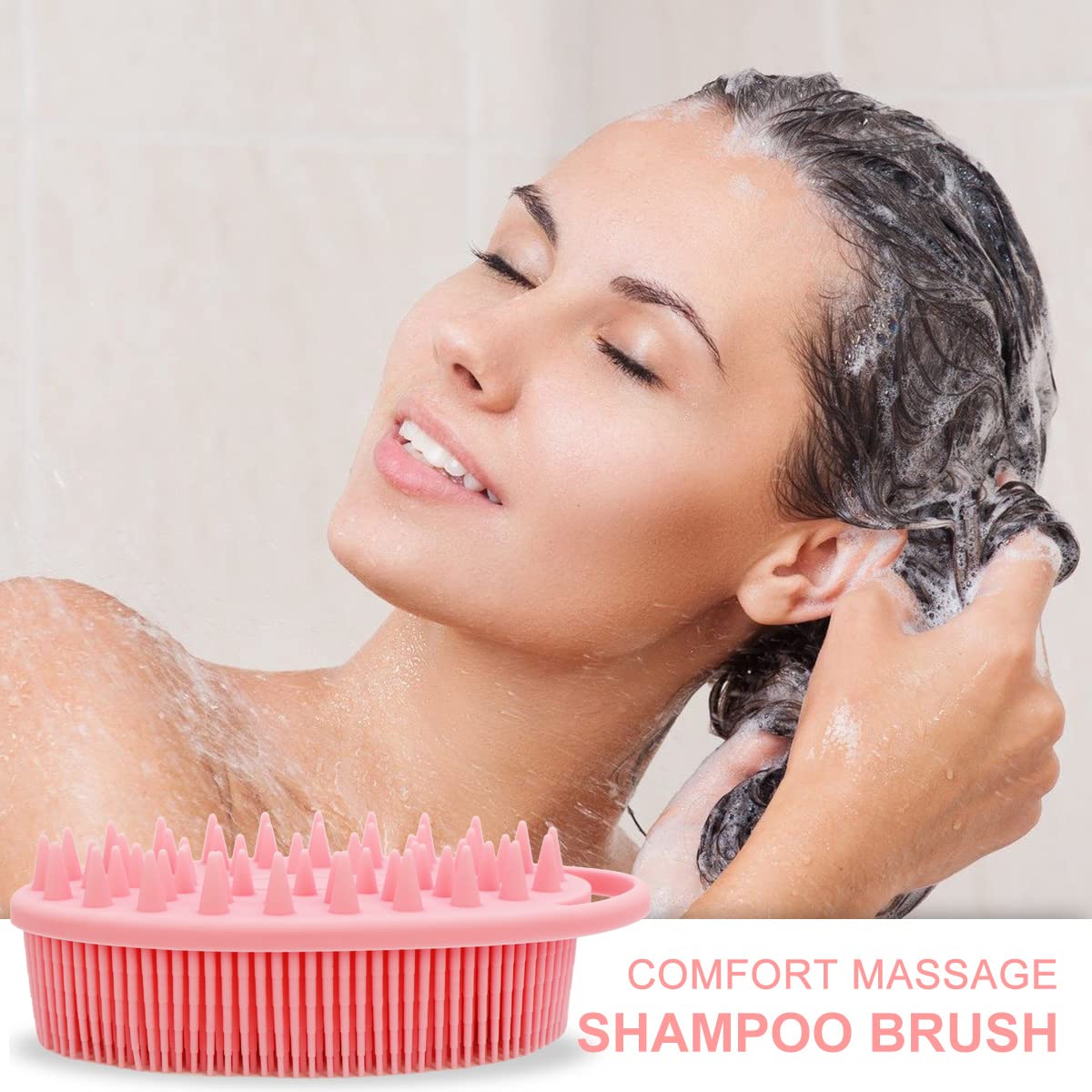 Upgrade 2 in 1 Bath and Shampoo Body Brush, Silicone Exfoliating Body Scrubber for Use in Shower, Premium Silicone Loofah, Head Scrubber, Scalp Beauty & Personal Care WETANG